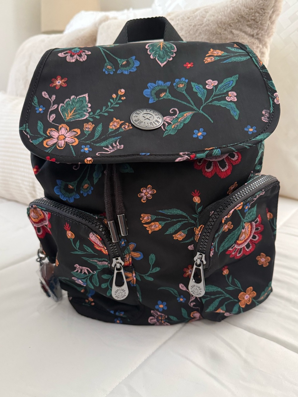 KIPLING Anto Backpack FRIDA KAHLO Black Floral Small - Picture 3 of 11